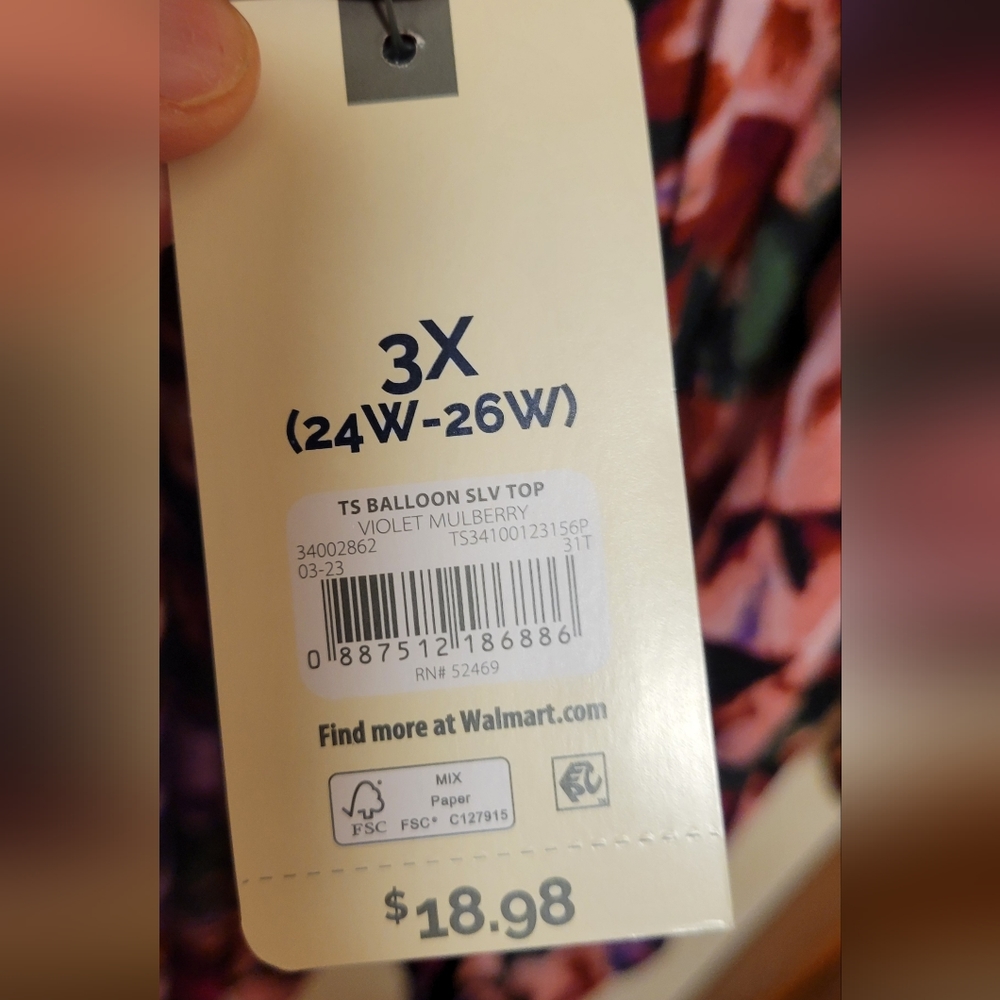 Terra & Sky Baloon Sleeve Top Size 3x (24w-26w) - Picture 7 of 7